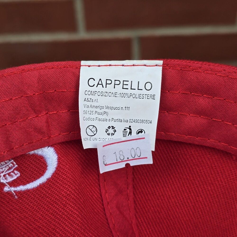 New Pisa Italia Embroidered Hat Cap Adjustable White Red Cappello - Picture 5 of 5